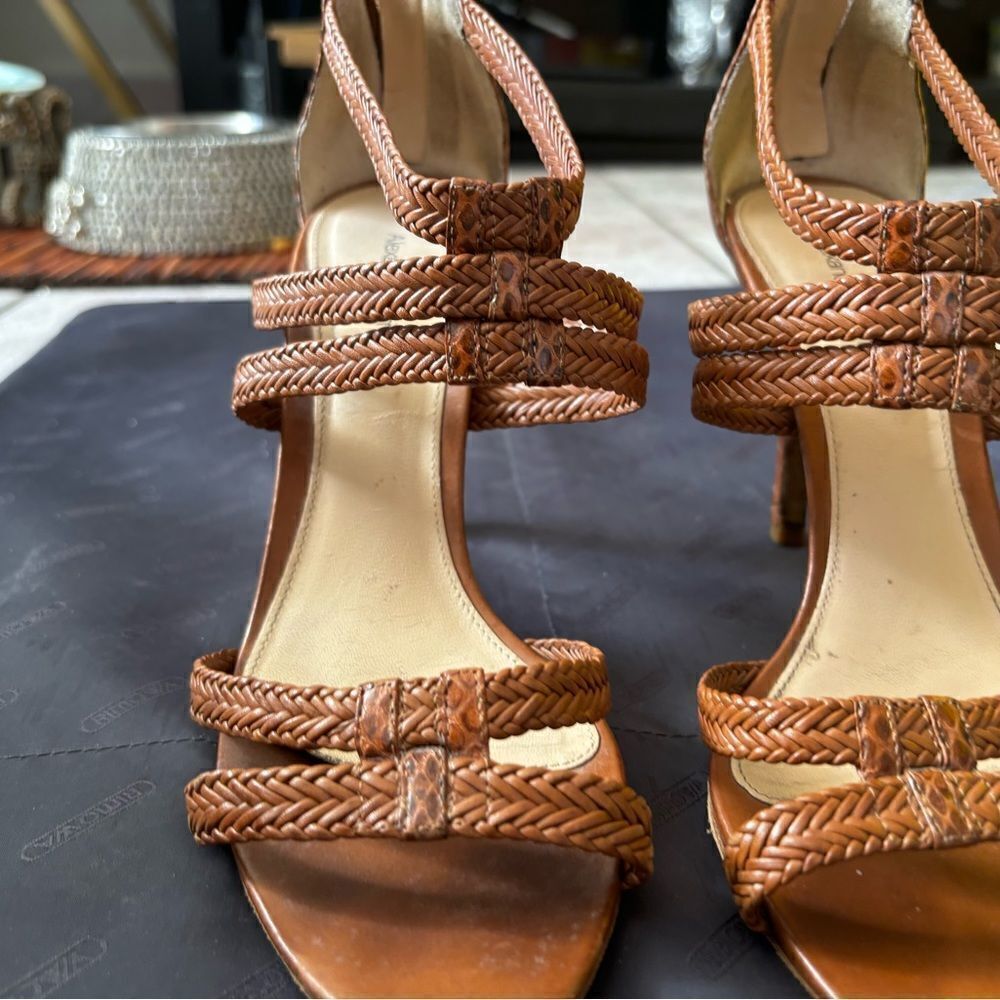 Alexandre Birman tweed cage shoes cross criss heels rope Sandals runway open toe - Picture 2 of 8